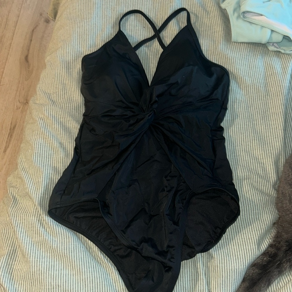 Black one piece bathing suit